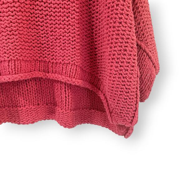 Free People Halo Dolman Oversized Chunky Knit Pullover Sweater Coral Pink Medium - Picture 6 of 13